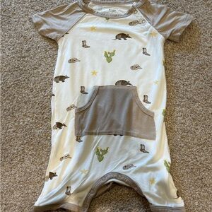 Kyte BABY Cream One-Piece Footie with Taupe Accents and Cactus Print